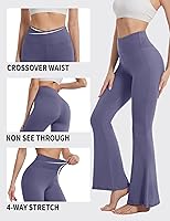 Vista 24 de ZOOSIXX Pantalones de yoga acampanados para mujer, leggings cruzados suaves con corte de bota Azul (Dusty Blue)