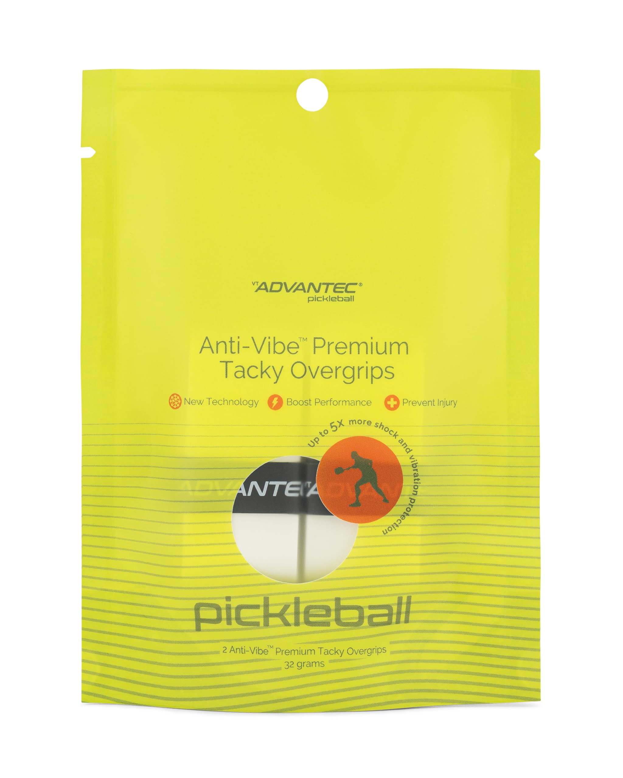 VT AdvantecVibration Dampening Pickleball Paddle Overgrip – Tacky Paddle Grip Tape – Transform Vibration into Energy – More Cushion, Less Slipping and More Fun Installation – 2 Pack