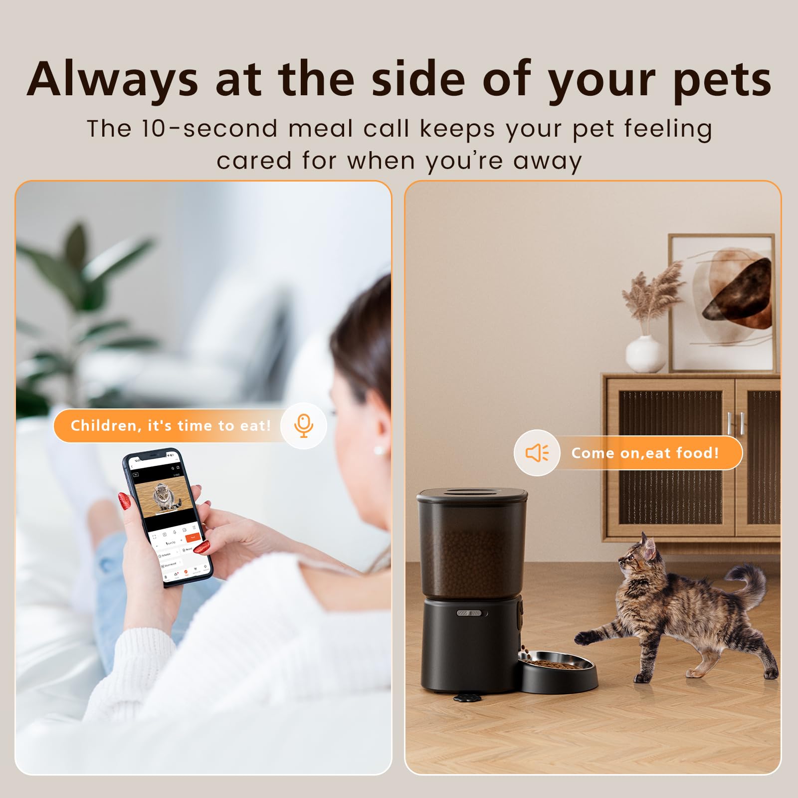 Alimentatore automatico per gatti con fotocamera, alimentatore intelligente WiFi 4L con controllo APP, video HD 1080p, visione notturna, chiamata vocale, rilevamento del movimento, doppia