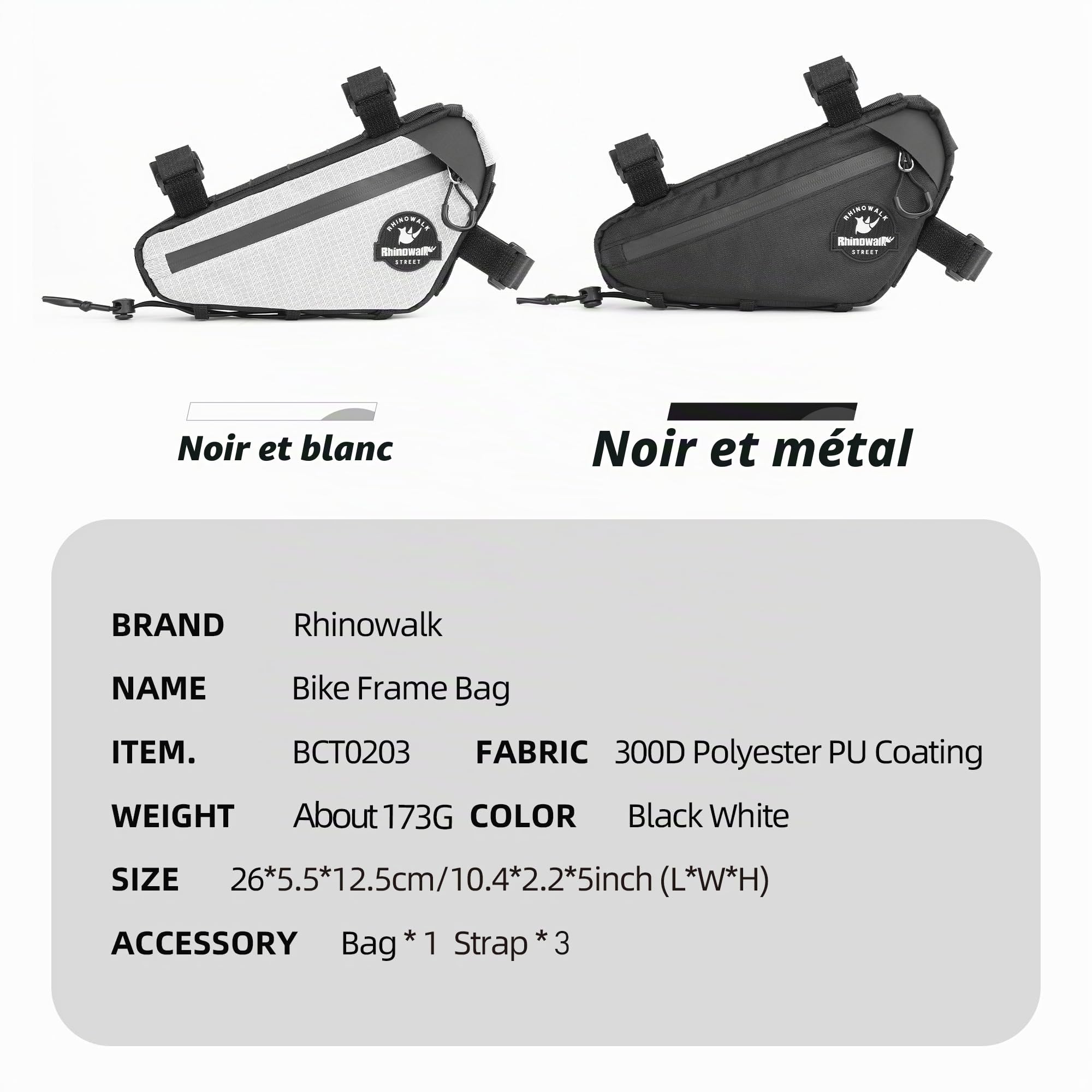 Rhinowalk Sacoche de cadre de vélo étanche - Sacoche triangulaire pour vélo - Accessoires de cyclisme professionnels - Blanc pour Bicyclette