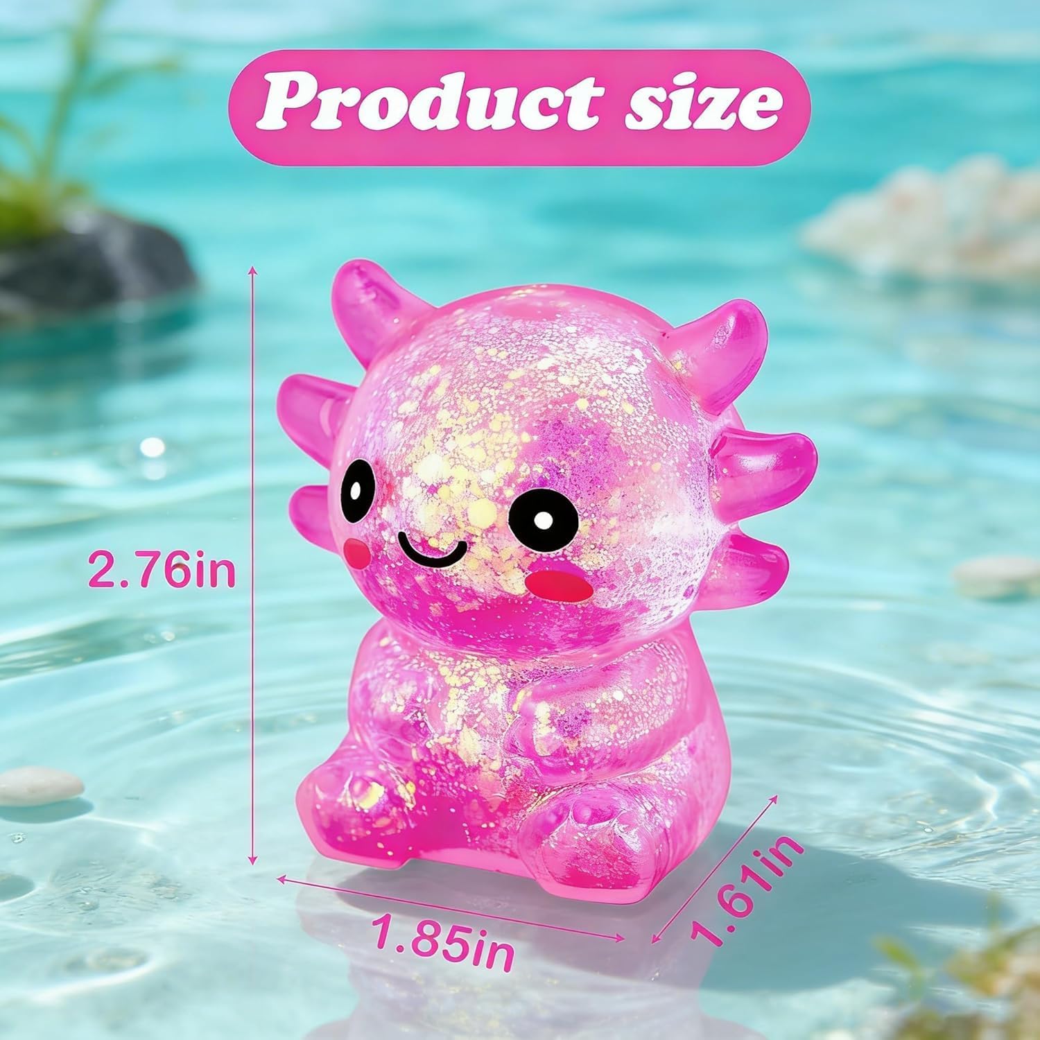 Axolotl Squishy Stress Ball, Slow Rising Stress Ball, Cute Axolotl Fidget Toy for Stress Relief, Anxiety Calming Sensory Toy for Adults, Axolotl Gifts Party Favors (2, Pink)