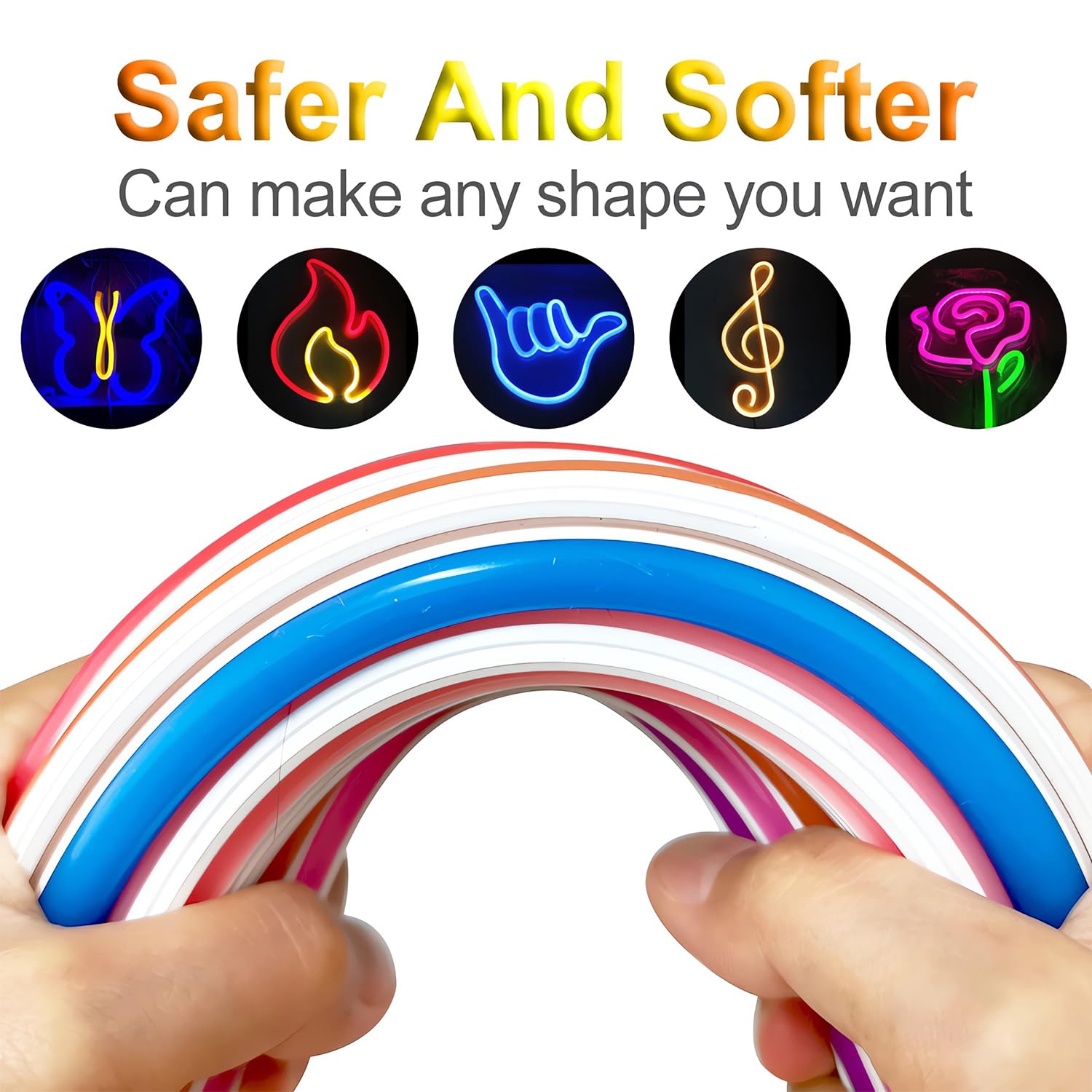 Separated Neon Flexible LED Light Strip Cover, 16.4ft 6mm Wear Free DIY Bendable Silicone Diffuser Cover with 2 Pcs Cutter and Same Color Lamp Belt, for Bar Car Outdoor Home DIY Decor(Ice Blue)