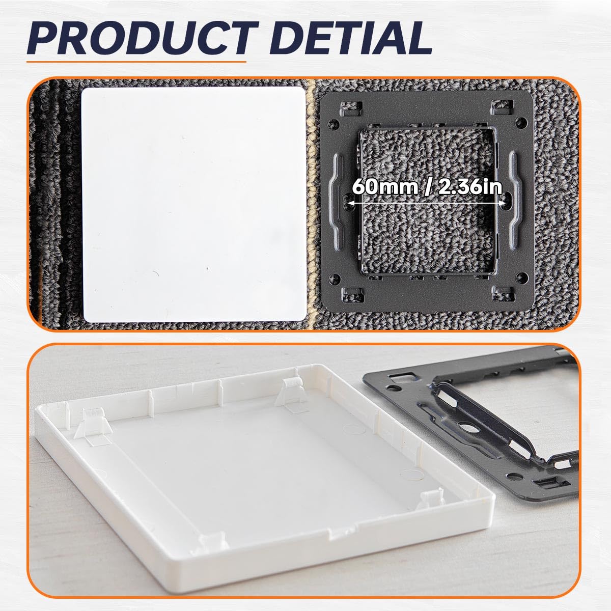 2 paquetes Placa en blanco única Orificio para tornillo oculto Cubierta de placa ciega de forma cuadrada de 1 unidad Placa ciega para enchufe eléctrico de una sola unidad