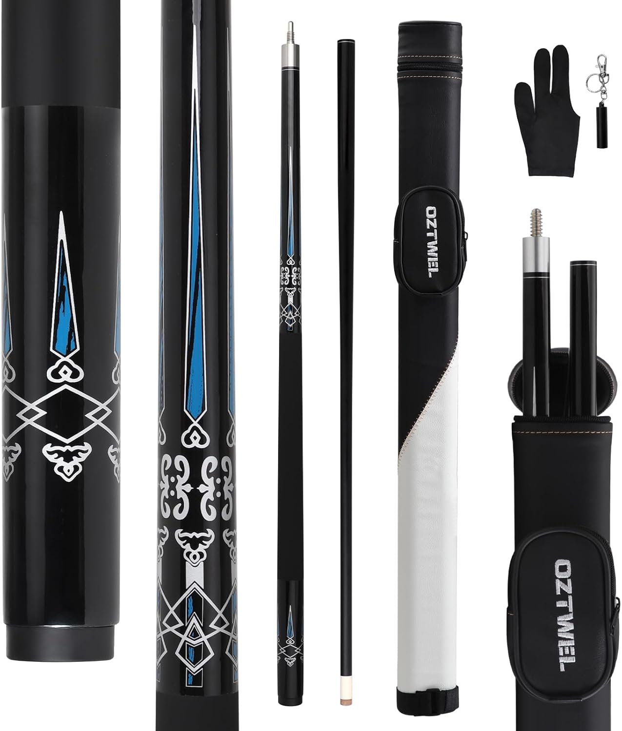 Glass Fiber Pool Cue Stick with Case Combo Set, 12.5mm Professional Pool Stick 58 Low Deflection Billiards Cue Stick 19 Oz Pool Cue Set for Men Adults Players