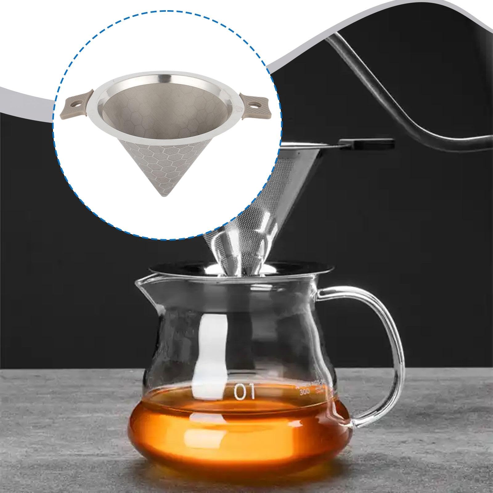 Feinmaschiger Pour Over Kaffeefilter Aus Edelstahl, Zubehör für Losen Kaffee