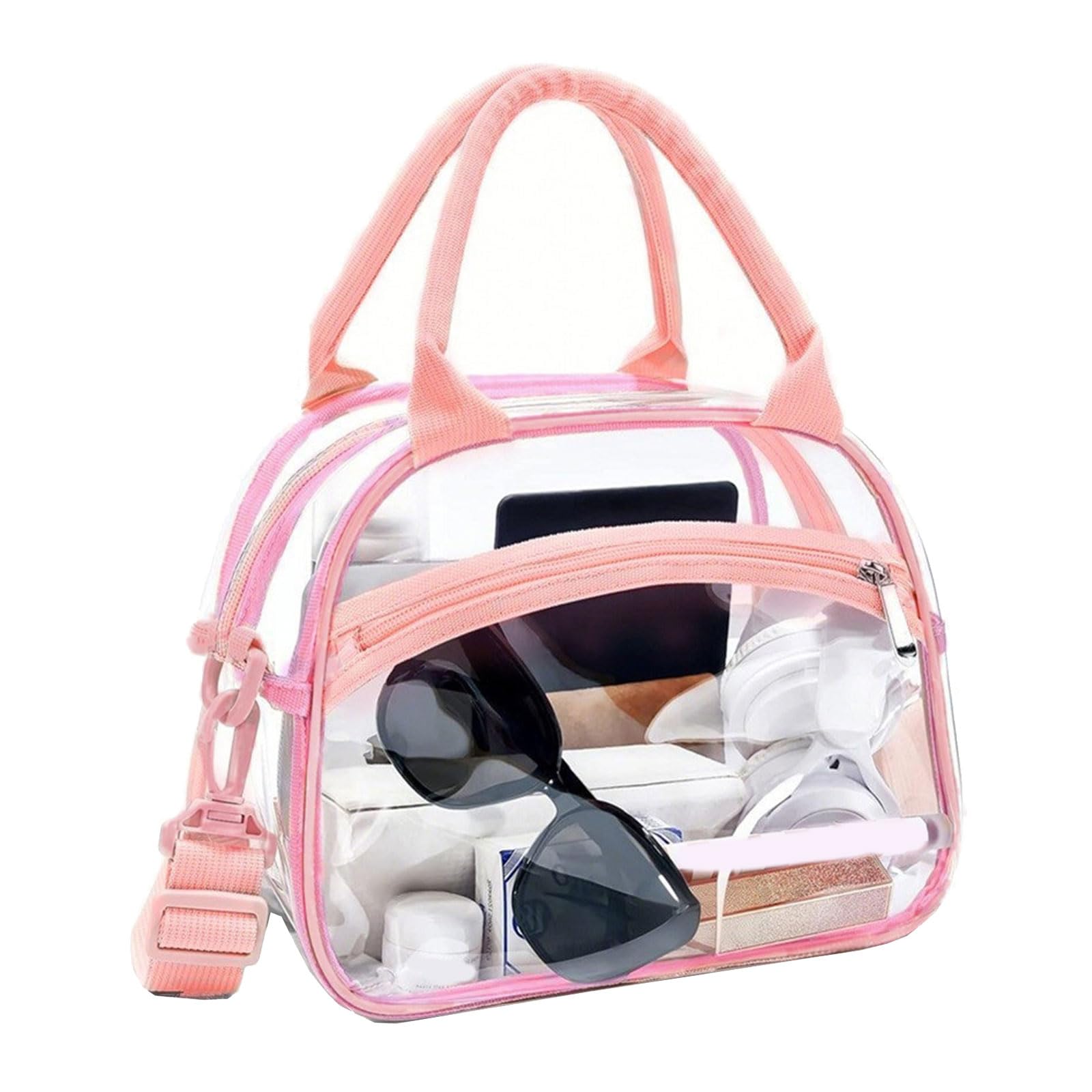 Maxtonser Clear Makeup Bag with Adjustable Straps Travel Cosmetic Bag Large Capacity Toiletry Bag Waterproof Wash Bag for Woman