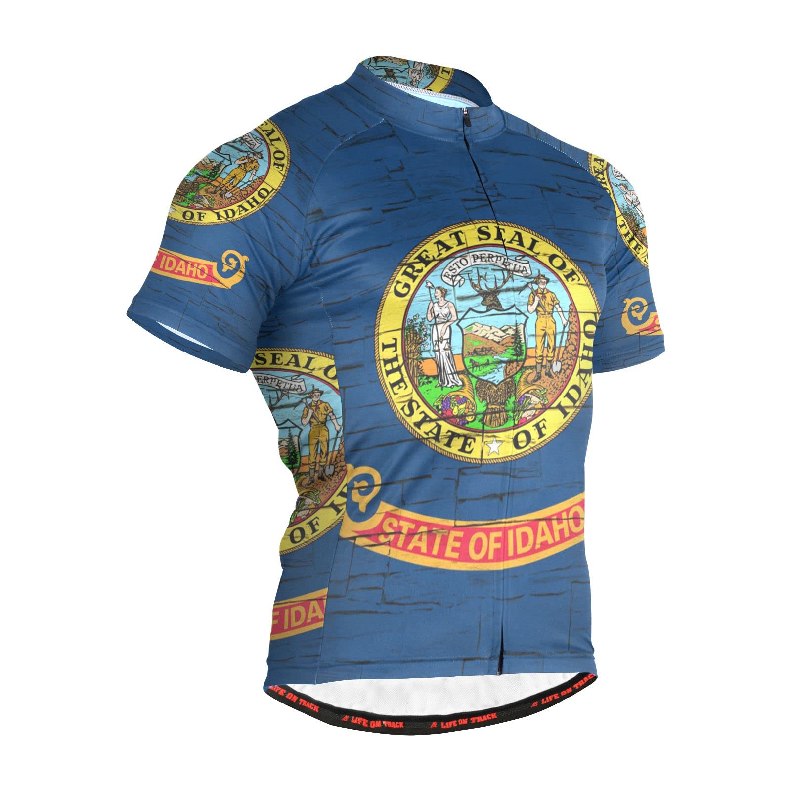 Idaho State Flag Men's Cycling Jersey Short Sleeve Bike Jacket Biking Bicycle Jersey Shirt