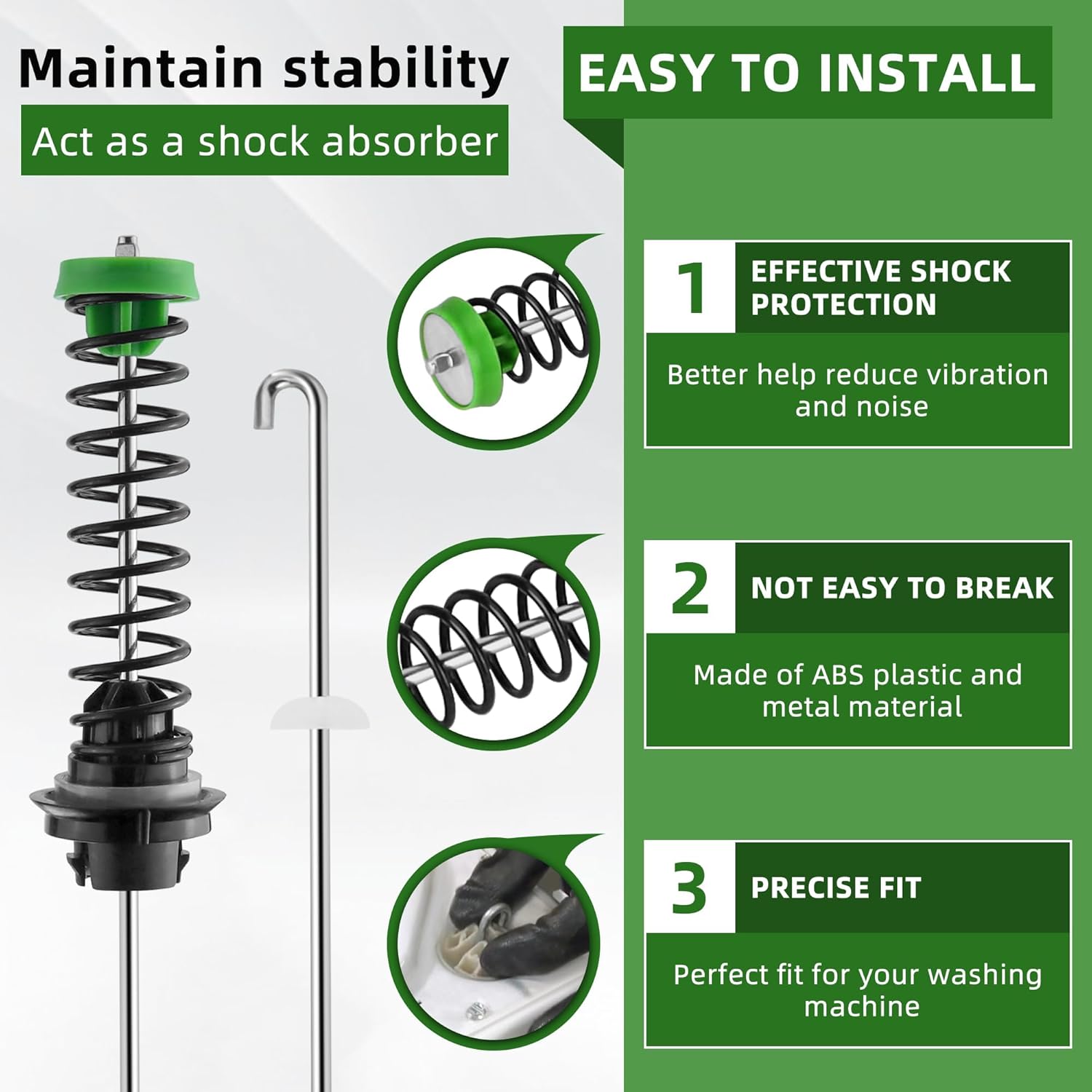 Upgraded Washer Suspension Rod Kit Replacement, Fit for Whirl/pool May/tag Ken/more Washers - Stops Excessive Shaking, Replaces W11130362 W10594080 - Fits WTW5000DW2 MVWC565FW2 MVWX655DW1 by AMI PARTS