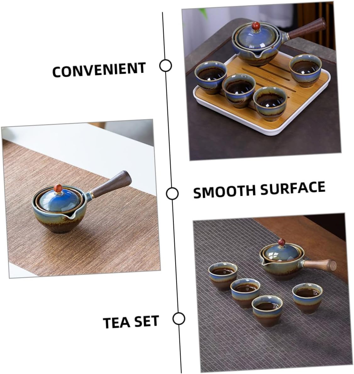 Portable Chinese Tea Set with Ceramic Teapot and Cups Military Green Travel Tea Brewing Kit with Tray 1 Teapot and 4 Cups for Outdoor and Business Use