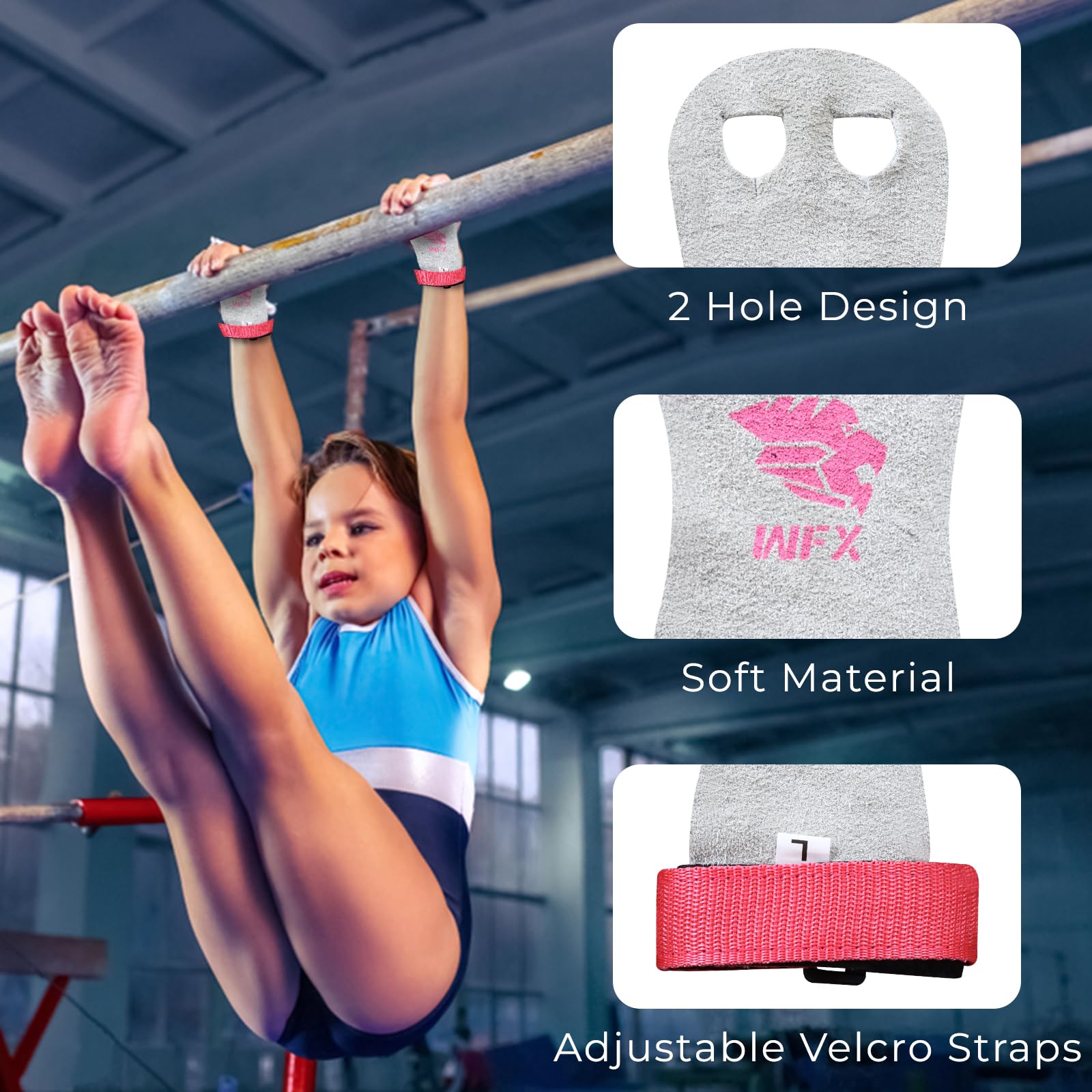 WFX Impugnature in pelle per palmo da ginnastica, polsiere, per allenamento, protezione per il palmo, cinghie da polso per ragazze, bambini, giovani, palestra, bar, sollevamento, yoga, allenamento
