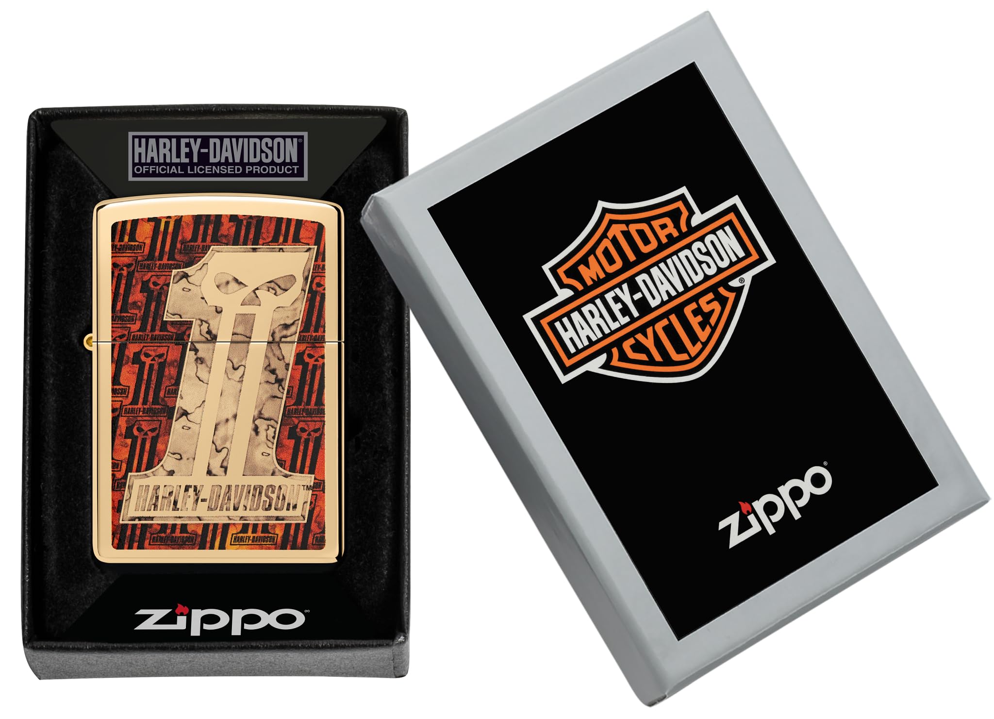Accendino Zippo Harley-Davidson® Bar & Shield in Metallo Cromato