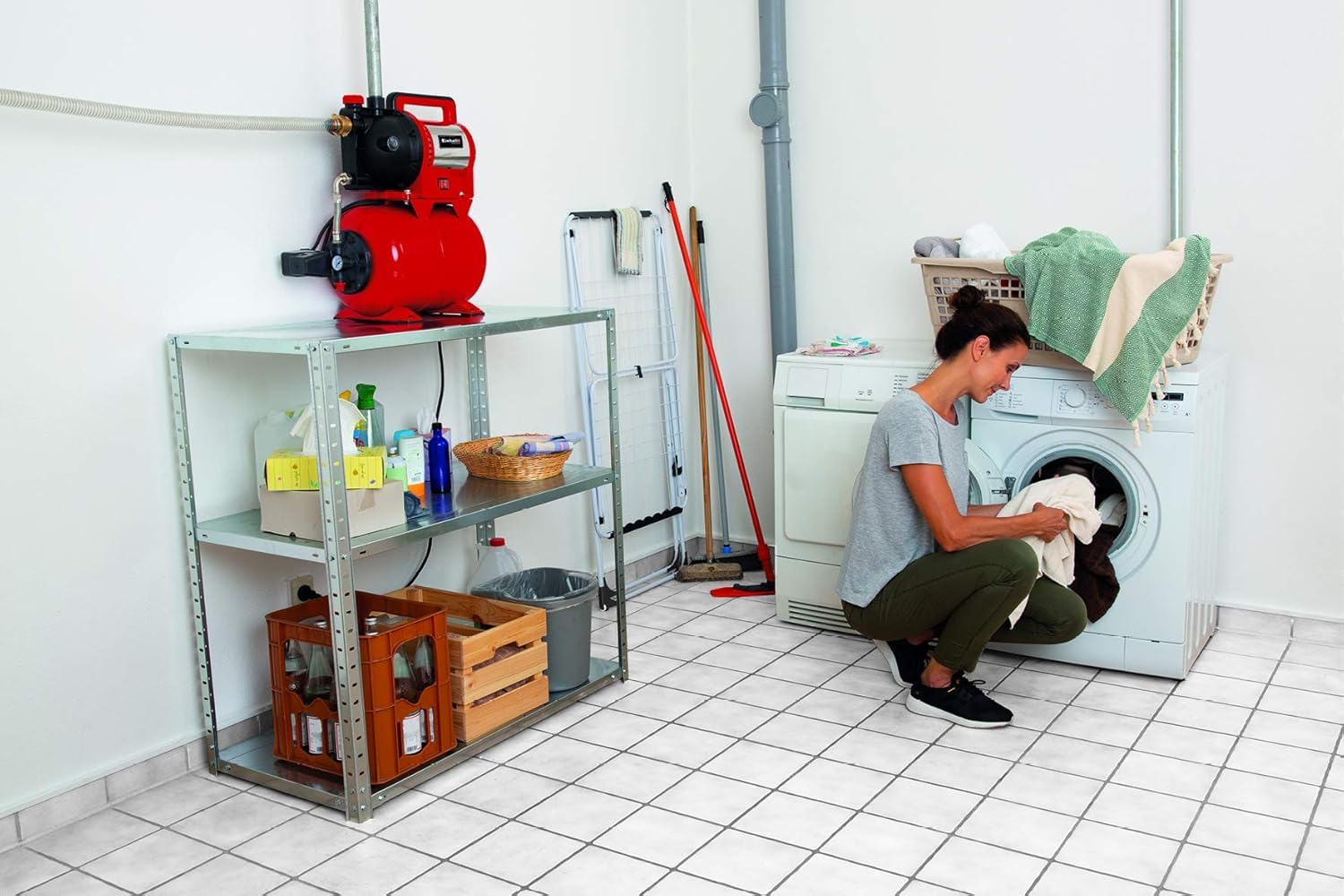 Einhell Sistema doméstico de agua GC-WW 1045 N (1050 W, 4500 L/h, diseño en acero inoxidable, 4.8 bar, interruptor de encendido y apagado, indicador de llenado de agua, tornillo de drenaje de agua)