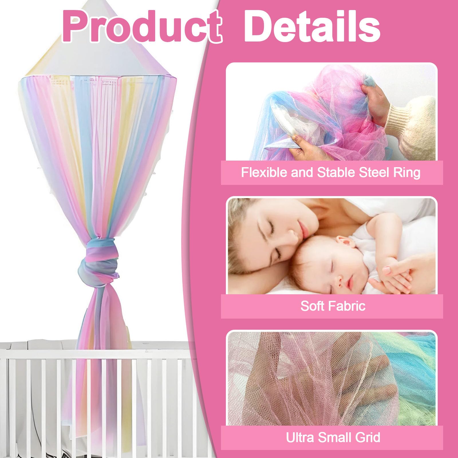 Forhome Dosel de Cama Iris,mosquitera Colgante,Dosel Cama niños,mosquiteras de Viaje para Cama,mosquiteras para Viajes y hogar, Interior y Exterior