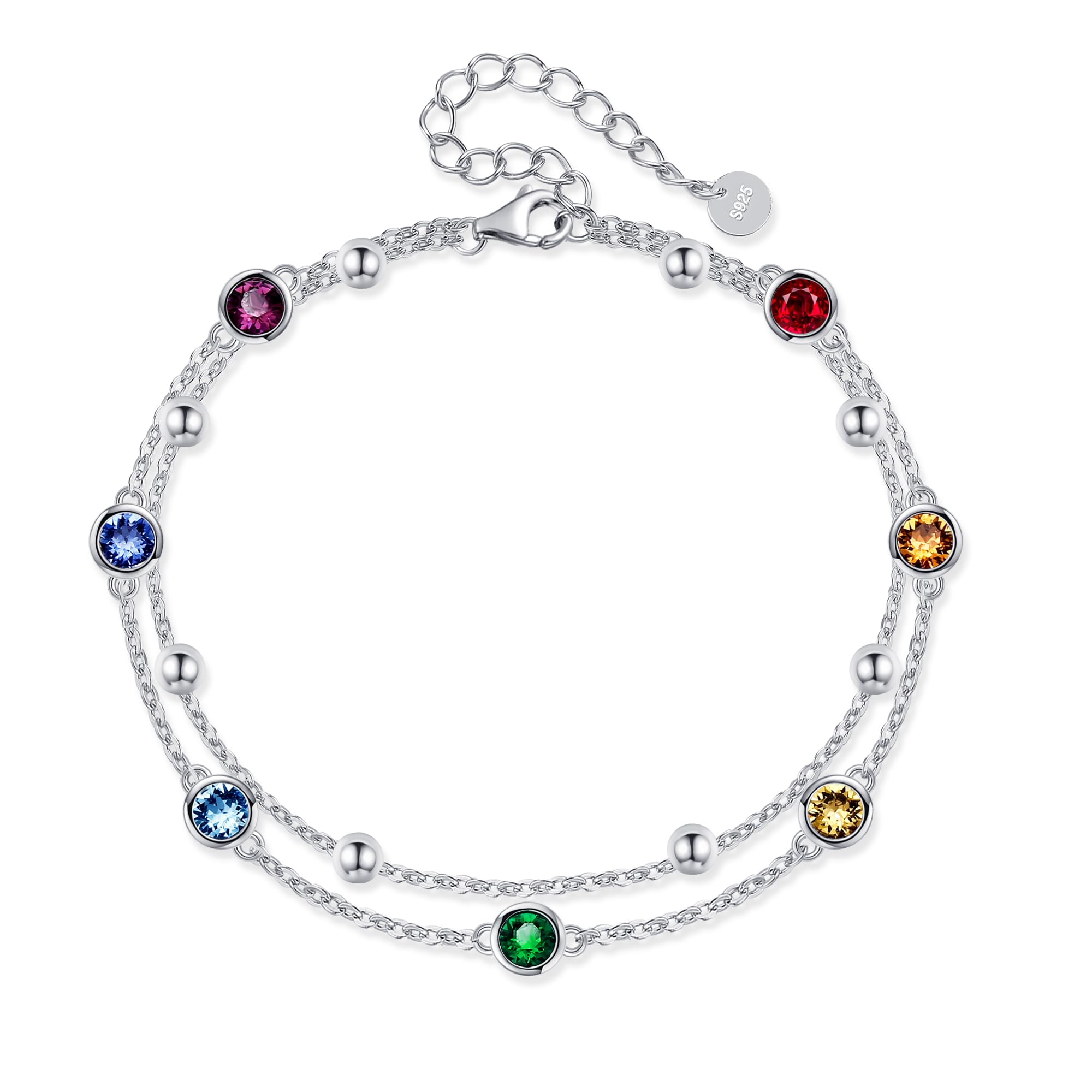 POPLYKE Tobillera de tortuga marina para mujer, plata de ley 925, piedra lunar, pulsera de tobillo para niñas, cadena de doble capa, piedra lunar, regalos, verano, playa
