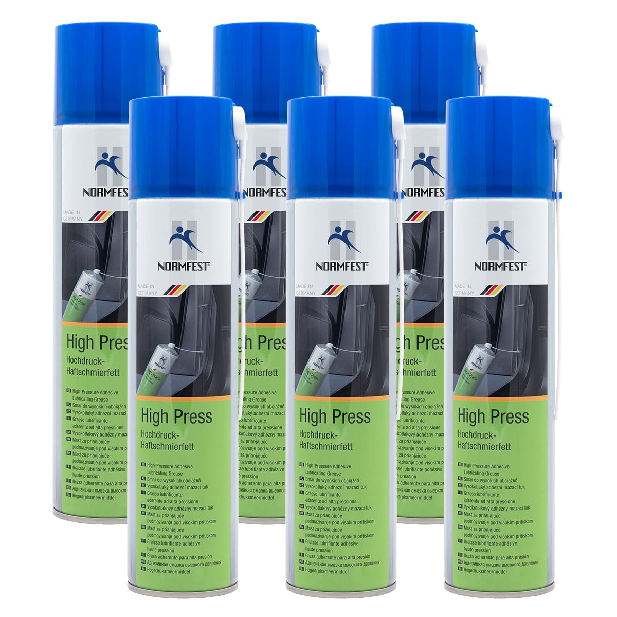 Normfest High Press transparent – Hochdruck-Haftschmierfett für Fahrzeuge & Maschinen, starke Haft- und Kriecheigenschaften, wasser- & schmutz., NSF-H1 zertifiziert für Lebensmittelindustrie, 6x 400ml