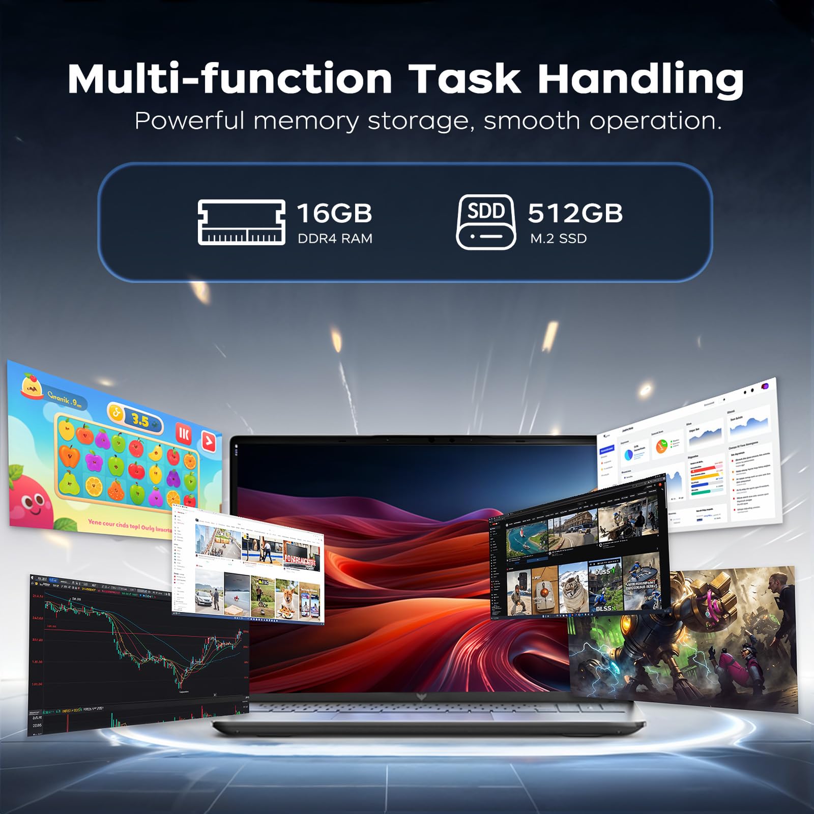 ACEMAGIC 2025 Notebook16 Pollici 1920 * 1200 FHD Quad-Core N97 (Fino a 3.6GHz) Pc Portatile 16GB DDR4 512GB SSD M.2 NVME(espansione 2TB),WiF 5,BT5.0,HDMI,Type C,Laptop per ufficio e studio