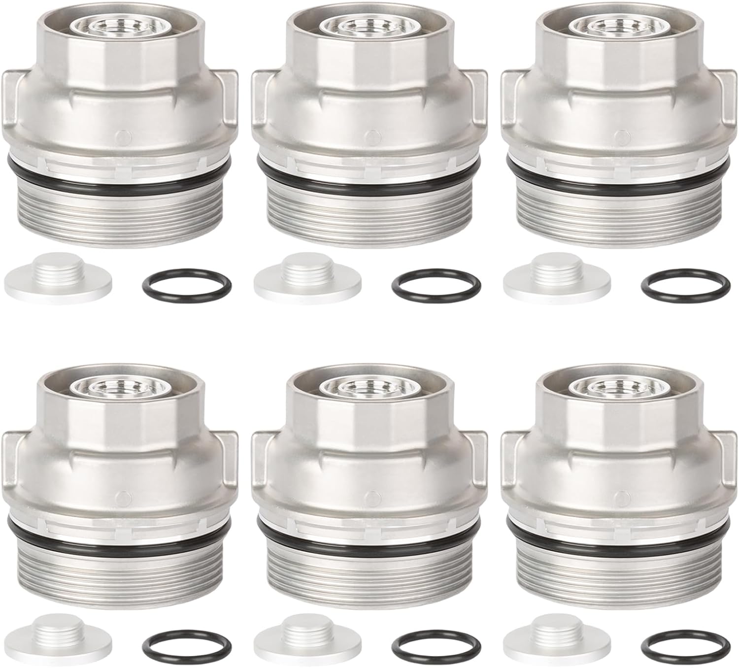 15620-31060 Oil Filter Housing Cap Assembly Compatible with Toyota Camry Tundra RAV4 4Runner Tacoma Highlander Sienna Venza Avalon Fj Cruiser Replaces 15643-31050 1564331050(Set of 6）