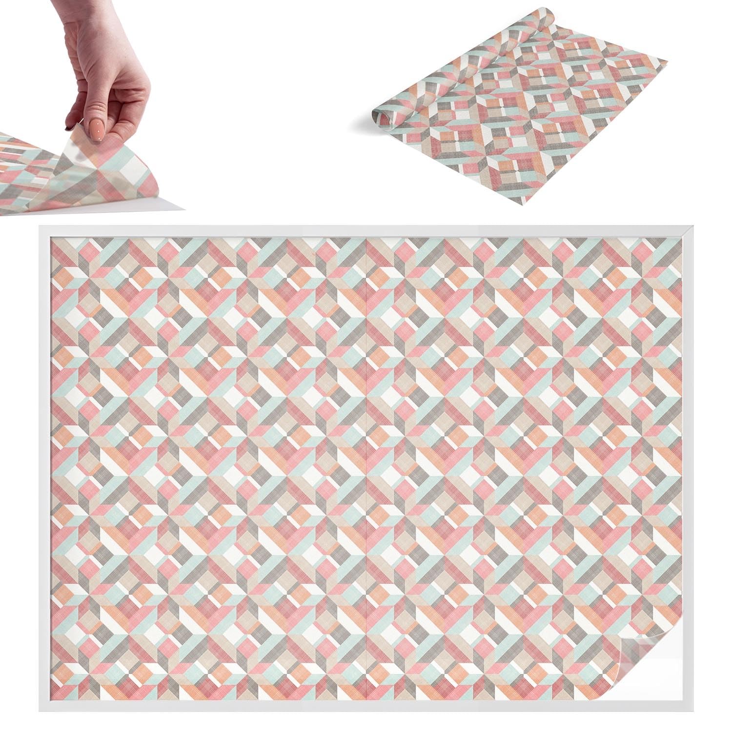 Film pour vitre anti-regard 200x146 cm à motif losanges géométriques en PVC