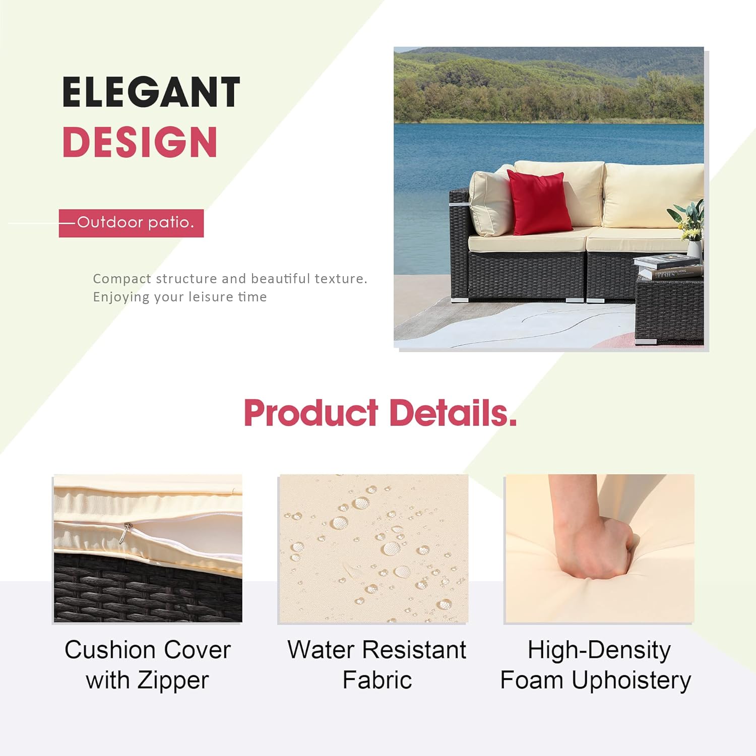 KAWIVAST Updated-7 Piece Patio Furniture Set, Outdoor Sectional Sets, Patio Sectional Sofa, PE Wicker Patio Furniture Set, Outdoor Rattan Sectional Sofa, Patio Conversation Sets (Brown+Beige) : Patio, Lawn & Garden