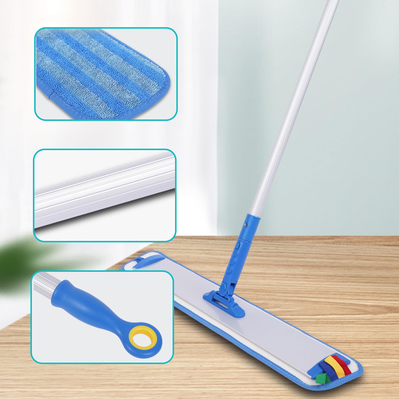 Mop per pulizia profonda, mop per pavimenti in fibra ultra fine per la pulizia dei pavimenti, mop piatto, mop eccellente e robusto, utilizzato per la pulizia della casa[60cm]