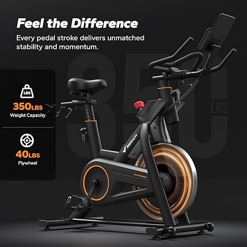 Vista 2 de Merach Exercise Bike for Home Gym, Low Noise Stationary Bike with Automated Manual Magnetic Resistance, Indoor Workout Bike with Self-Developed App