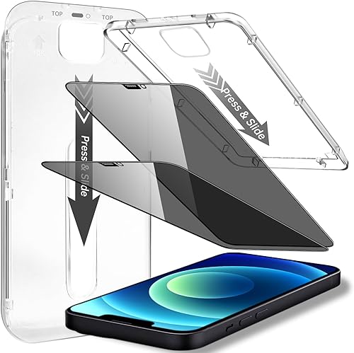 Miniatura 8 de Paquete de 2 protectores de pantalla de privacidad para iPhone 14 Plus13 Pro Max de 6.7 pulgadas, con alineación automática impecable, vidrio