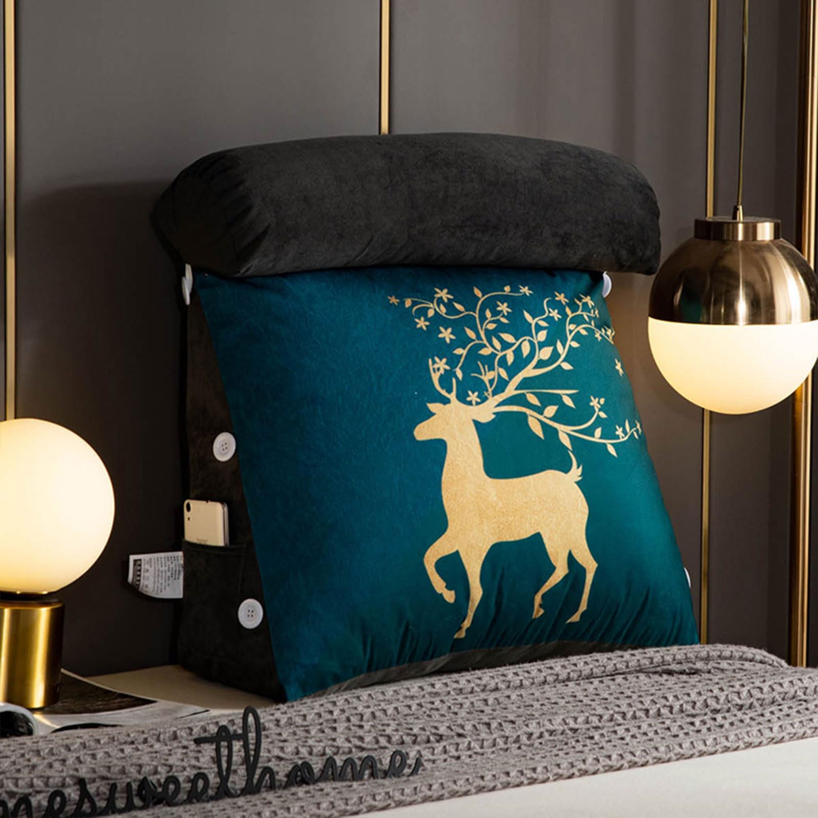 YKMYXZ support pillow， With Shredded Memory Foam/Lumbar Support Cushion,With Luxury For Sitting Reading Or Gaming(Wealthy Deer,45x45x20cm)