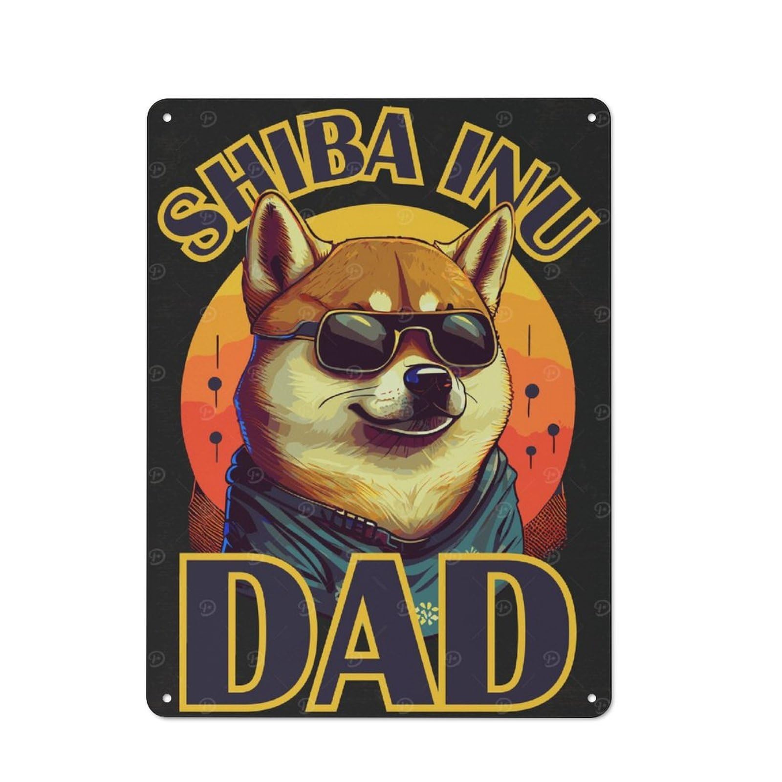 Nostalgic Funny Shiba Inu Dog Dad Decorative Tin Sign 40x30cm, Vintage Wall Decor for Lounge, Study, Pub Or Wall Gallery