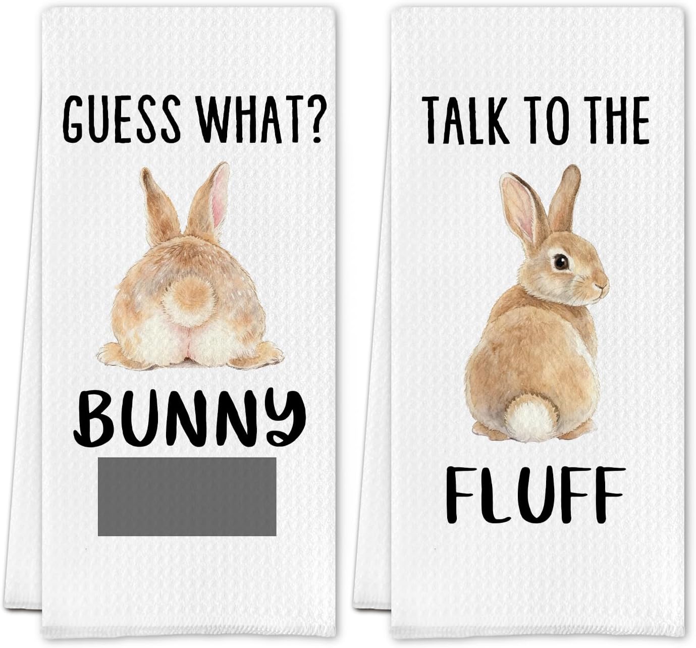 Funny Bunny Kitchen Towels,Easter Bunny Dish Tea Towels Gifts for Women Girls Men,Rabbit Decorative Hand Towel for Kitchen Bathroom,16x24 Inch Set of 2