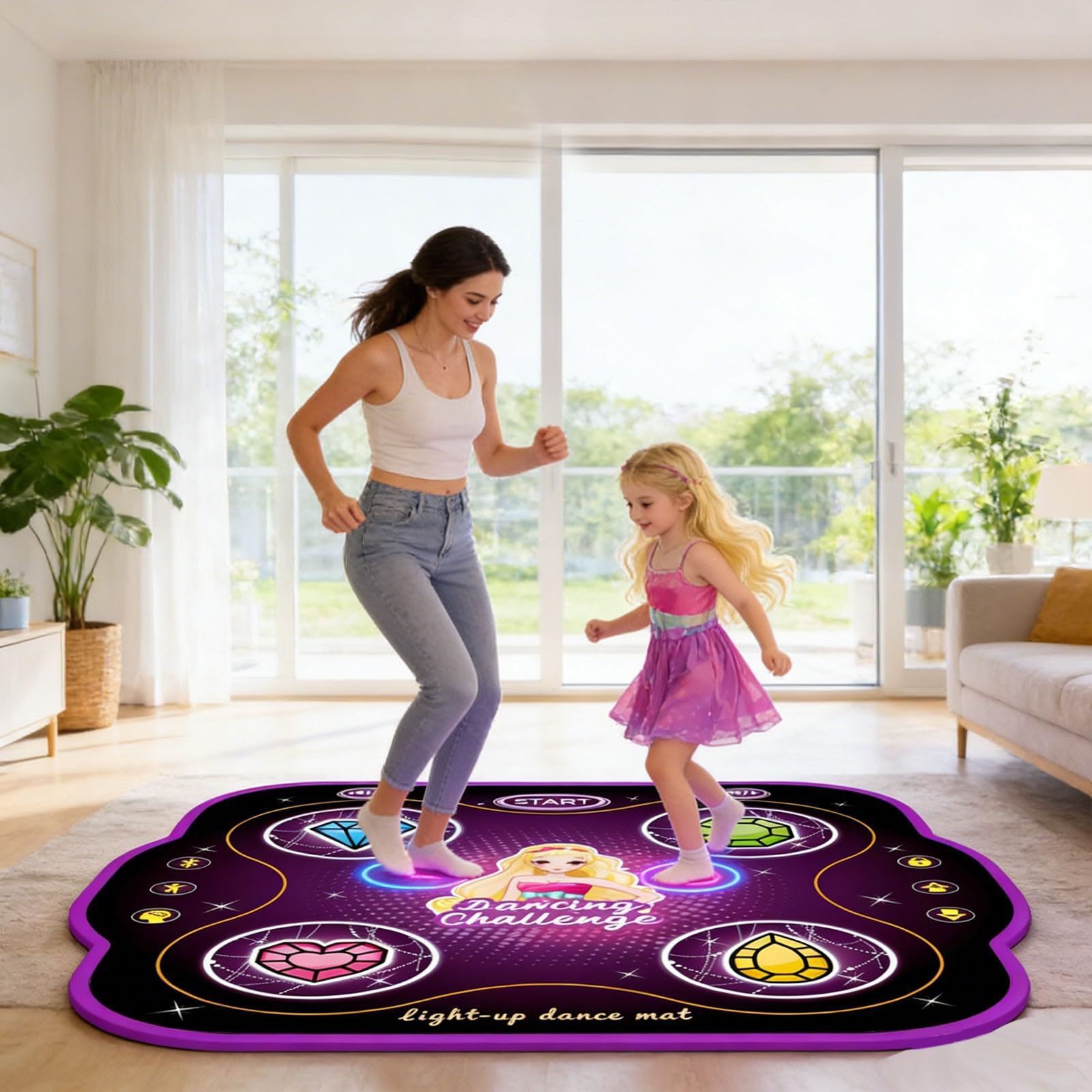 Lernspielzeug Interaktive Tanzmatte mit Musik, Lichteffekten und Lernspielen für Kinder zur Förderung von Bewegung und Koordination
