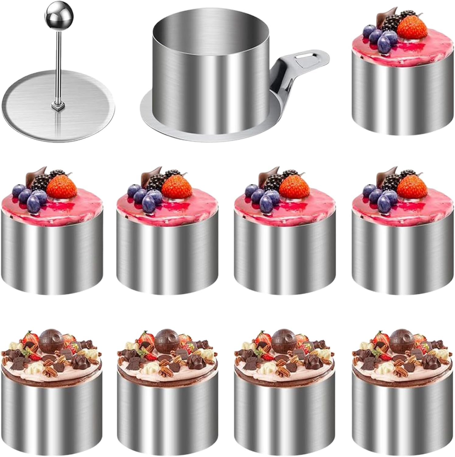 Mousse Moulds, Pastry Cutter Set, Stainless Steel Material, Cake Ring, Dessert Molds, Non-stick Baking Tool, For Oven, Cheesecake, Muffin