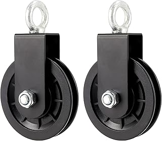 MAAIGU 2 PCS 3.54 in/90 mm Cable Pulley Wheel, 360 Degree Silent Detachable Rotation Traction Wheel, Heavy Duty Mute Swivel Fitness Pulley Wheel for DIY Gym Pulley System, Equipment Replacement, Hoist