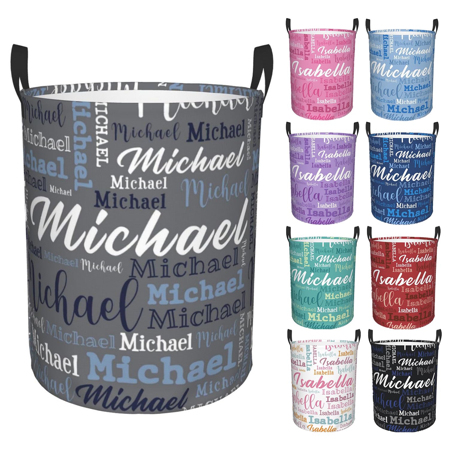 Custom Name Laundry Hamper, Personalized Laundry Baskets with Name for Boys Girls Women Men, Customized Collapsible Dirty Clothes Hamper Easy Storage Gifts for Bedroom Bathroom Living Room