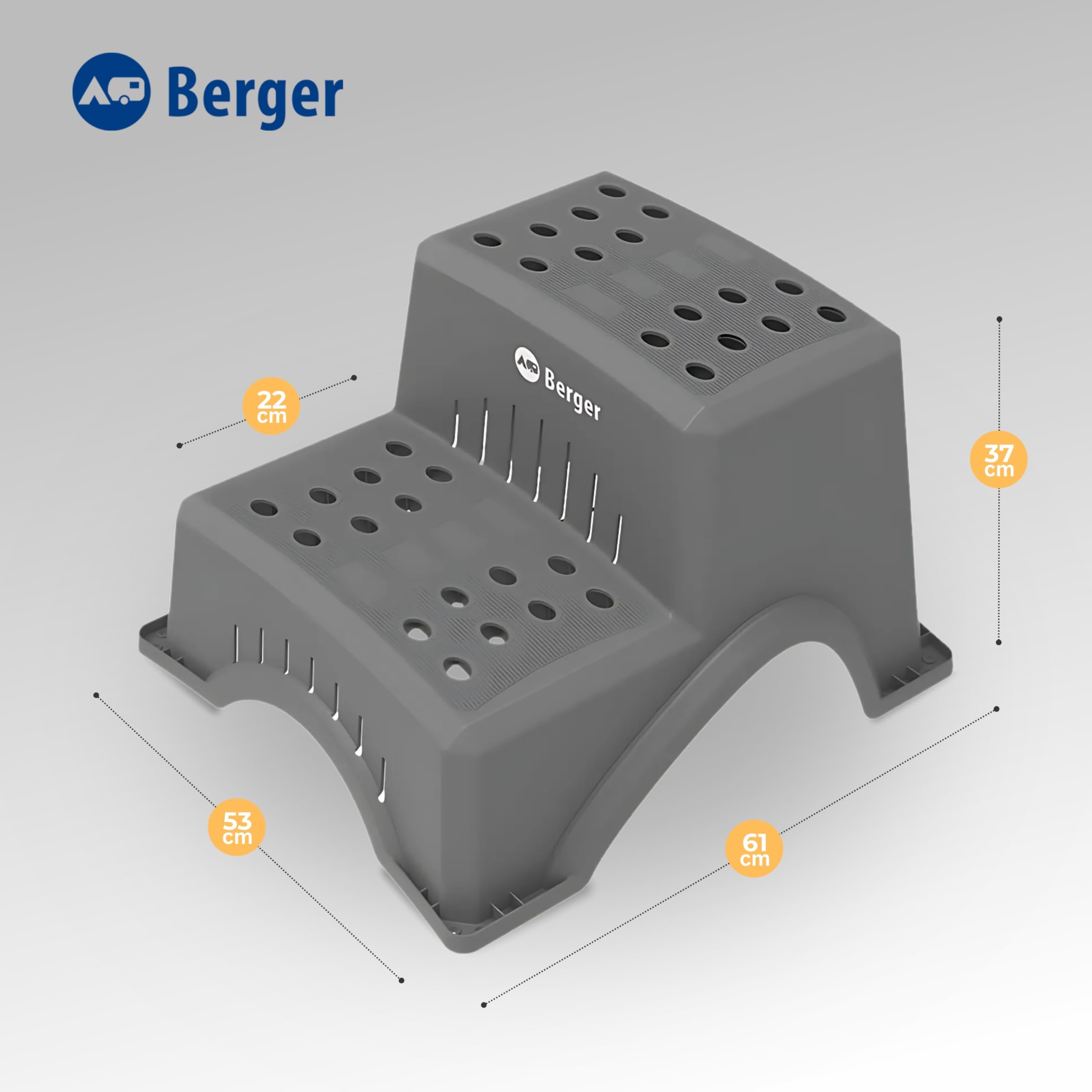 BERGER Marchepied robuste pour caravane - Stable et antidérapant - Charge maximale : 150 kg - Idéal pour camping-car et caravane - Entrée sûre