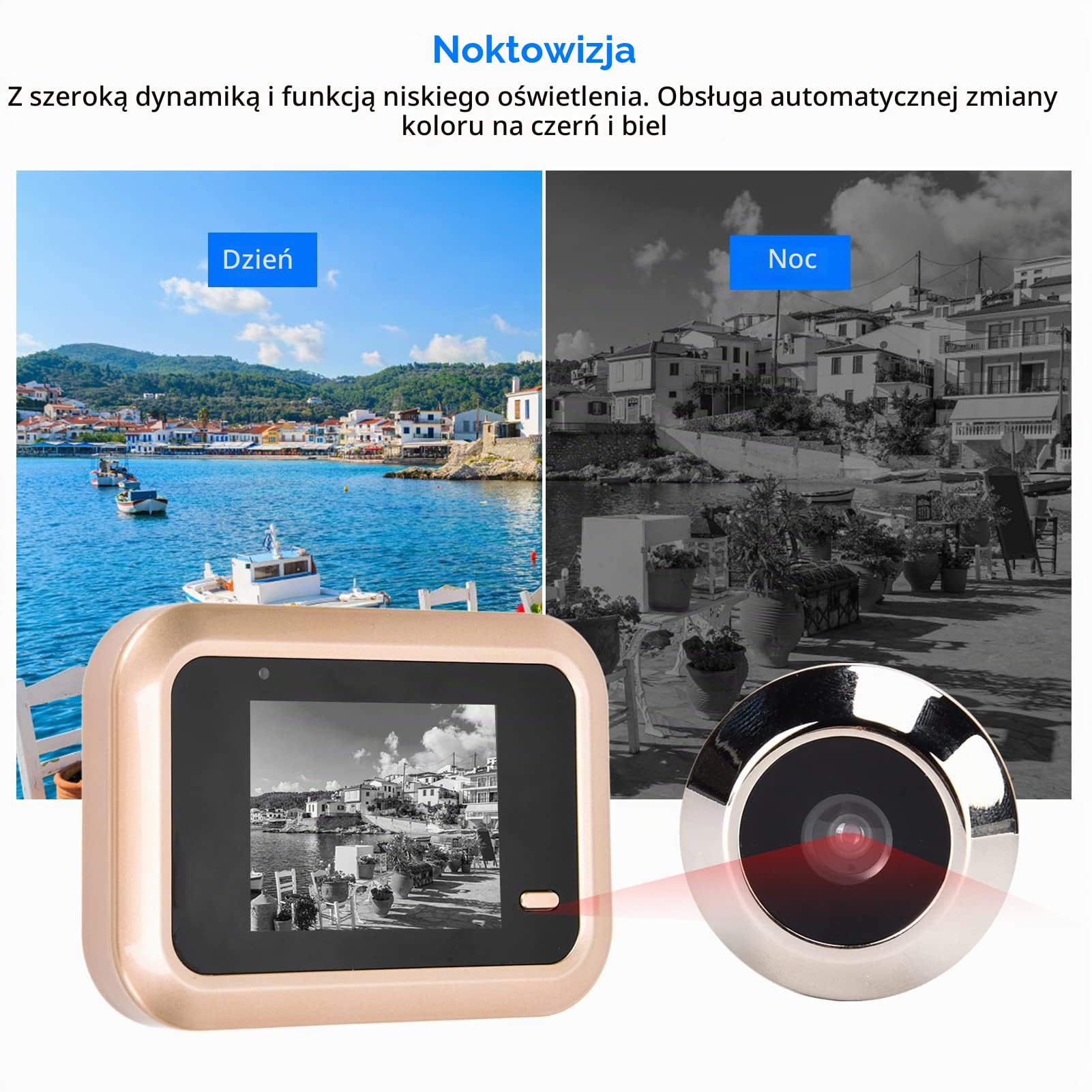 Inteligentny wizjer do drzwi 0,3 MP, 2,4 calowy, bardzo jasny wyświetlacz TFT LCD 145°, szerokokątny dzwonek antykradzieżowy, 32 bitowy procesor Clear Image do ochrony domu