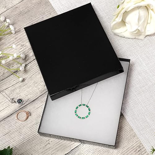 Miniatura 5 de Joyeros de cartón, paquete de 10 unidades, cajas de regalo pequeñas rellenas de algodón a granel de 6 x 5 x 1 pulgada con tapas para embalaje de