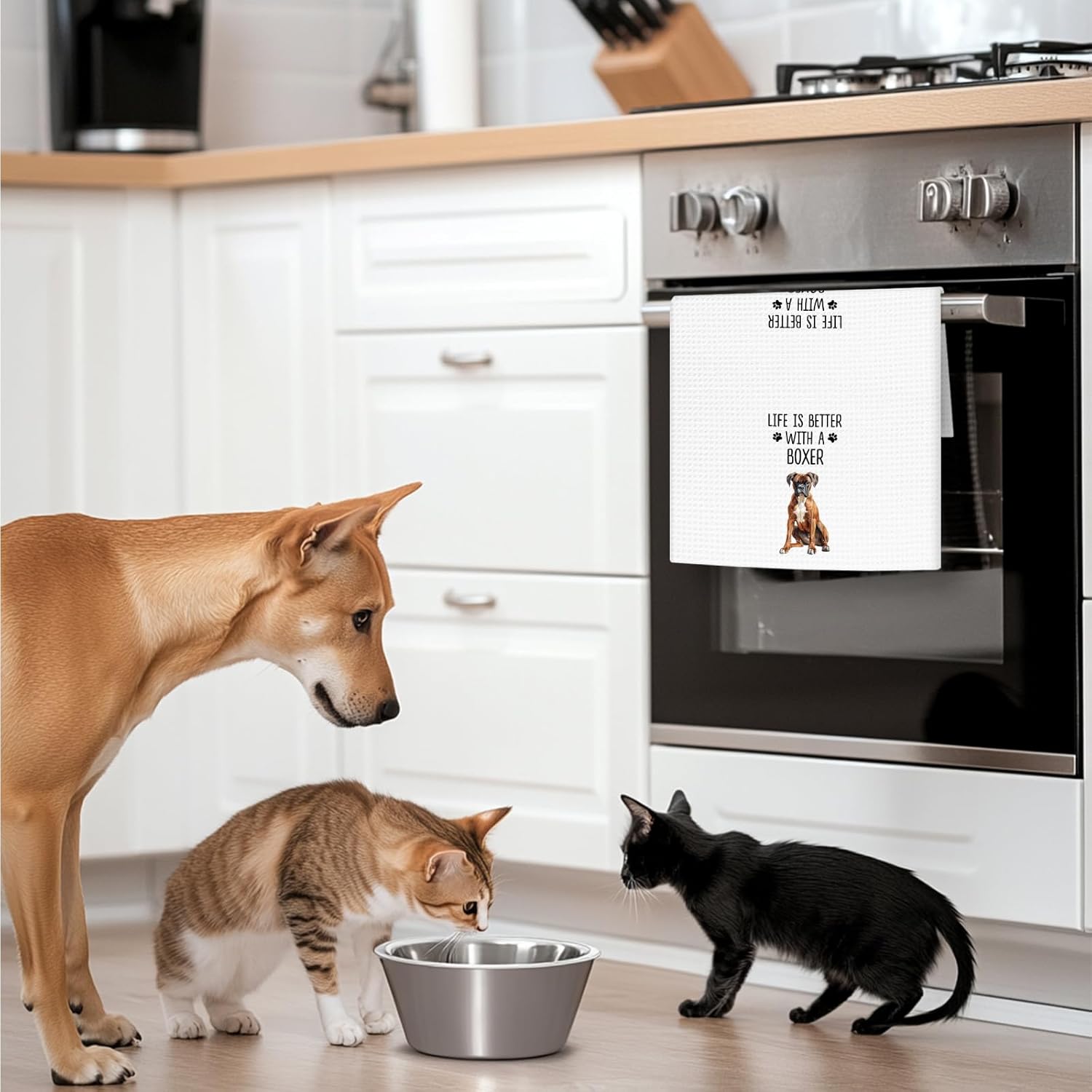 Boxer Dog Gifts Kitchen Towels Set of 2, Gifts for Boxer Dog Mom Owners Lovers Hand Towels, Life is Better with a BoxerDog Dish Tea Towel for Kitchen, Dogs Kitchen Decor, 16x24In - Image 3