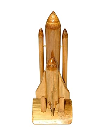 JAPI Bamboo Space Ship/Wooden Toys/Bamboo Toys/Toys/Educational Toys/Spaceship/Bamboo Wood Rocket (13 cm x 8 cm x 26 cm, Beige)