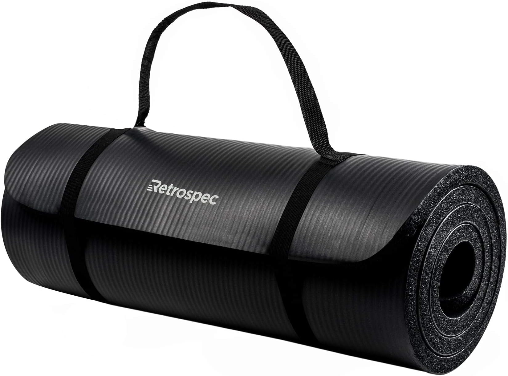 Retrospec Solana Yoga Mat 1" & 1/2" Thick w/Nylon Strap for Men & Women - Non Slip Exercise Mat for Yoga