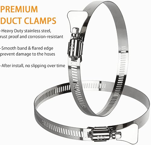 Miniatura 5 de ZOEYES 20 abrazaderas de conducto de acero inoxidable, abrazaderas de manguera de 4 pulgadas, abrazadera de tornillo sin fin ajustable de
