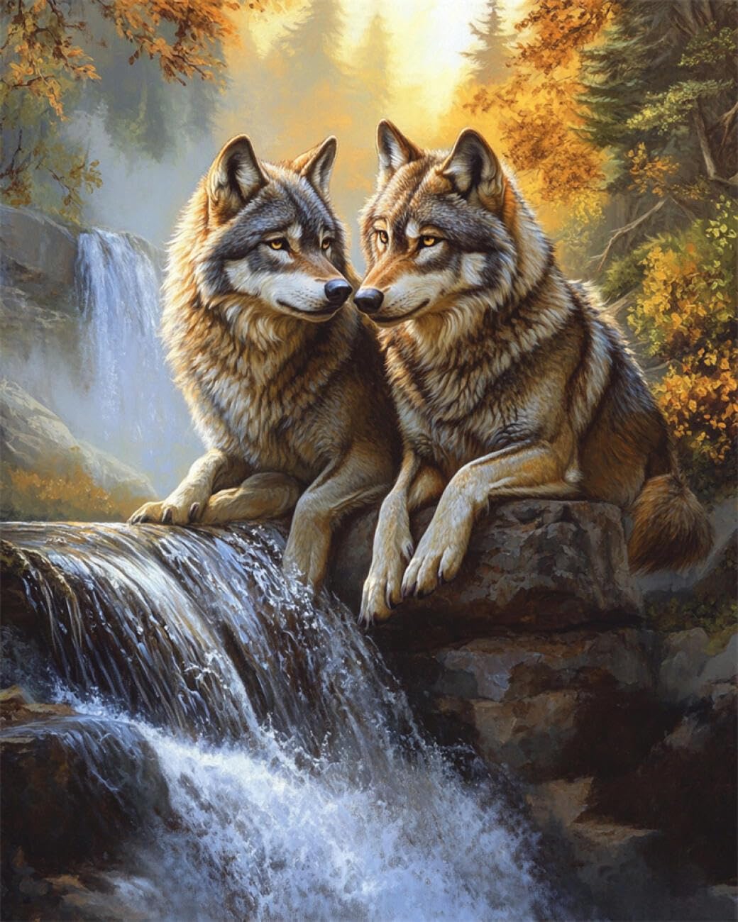 RKFLGEW DIY Embroidery Set Wolves and Scenery 40x50cm
