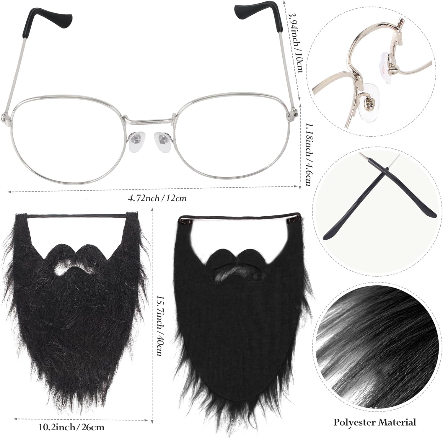 Yewong Comedy Group Costume Accessories Set Include Wig,Glasses, Bandana,Mustache,Beanie,Suspender for Halloween Party Dress Up - Image 2