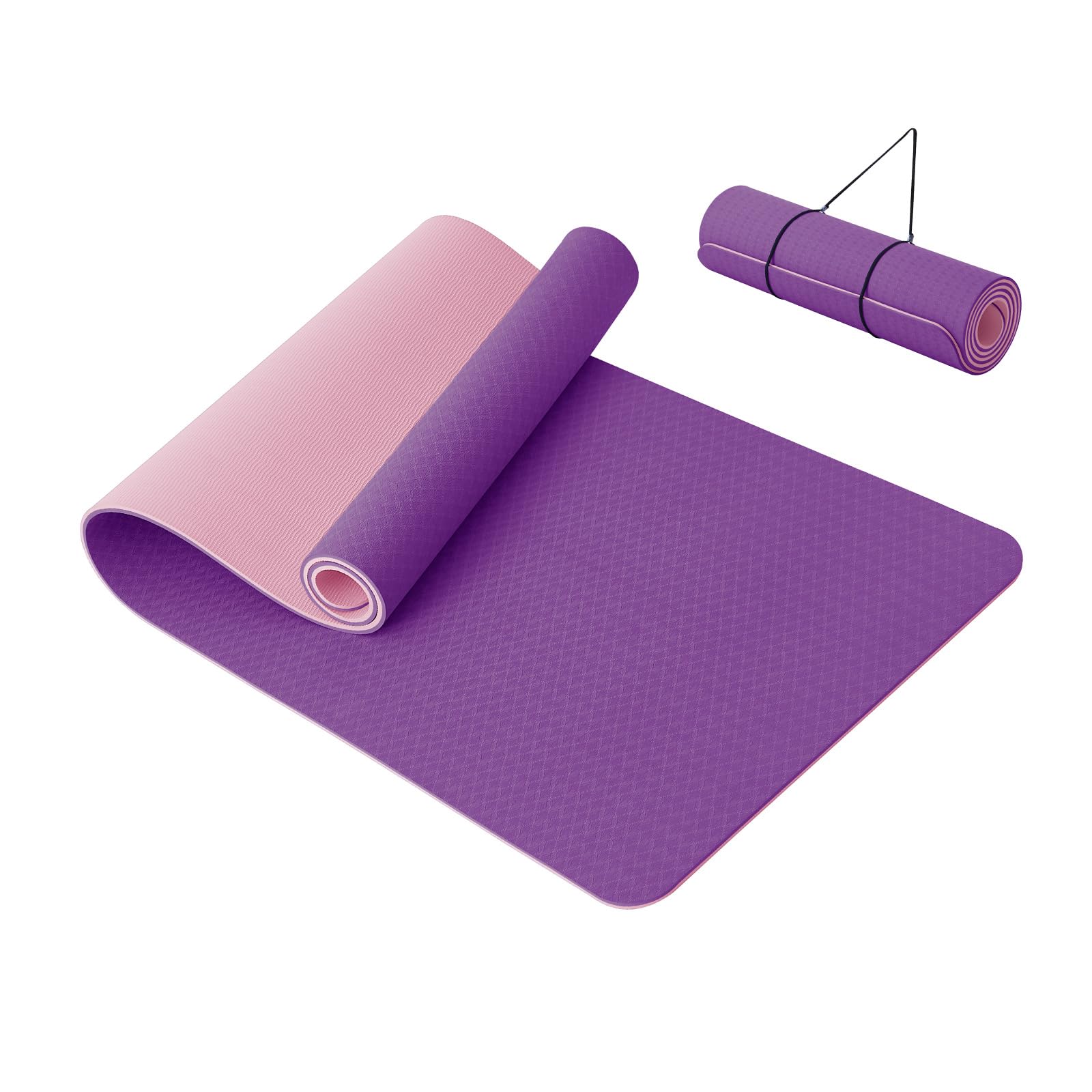 Good Nite Yoga Mat Exercise Fitness Mat Extra Thick Non-Slip Training Mats for Sports Pilates Gym Mats Floor Gym Resistance Mat with Carrying Strap 183 x 61 x 0.6 cm azzurro cielo