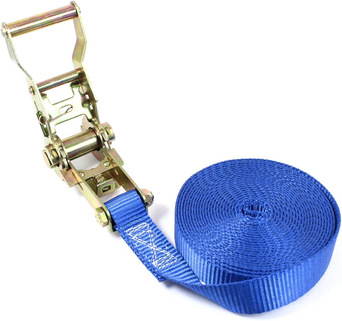 Travel Luggage Material handling Binding Band Metal Ratchet Tie Down Strap 5M 16ft Blue Model:98as501qo538