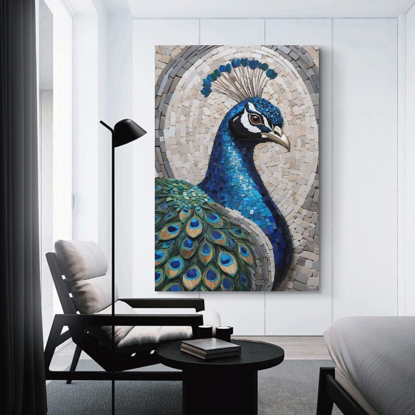 Junmoney Peacock Mosaic Art Hanging Wall Art, 20x30inch(50x75cm), for Gallery Wall Decor And Room Displays, Home Wall Art for Statement Displays