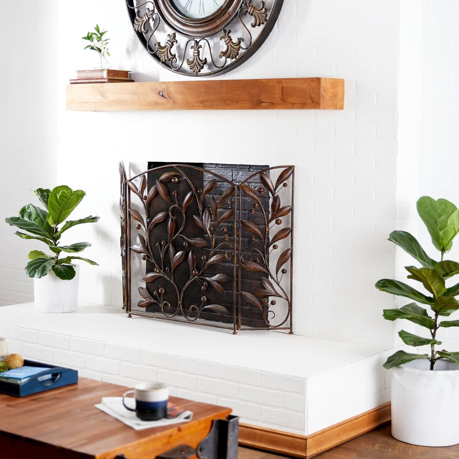 Fireplace Screens Traditional Iron Ornate Leaf Fireplace Screen Fireplace Screen Flat Fireplace Screens Decorative Feito na China