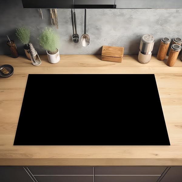 KitchenYeah© Cubre Vitrocerámica - Protector Vitroceramica Induccion 81x52 cm - Tapa Vitroceramica - Protector de Vitroceramica Negro - Patrones - Interior - Sólido - Negro - Oscuro - 2