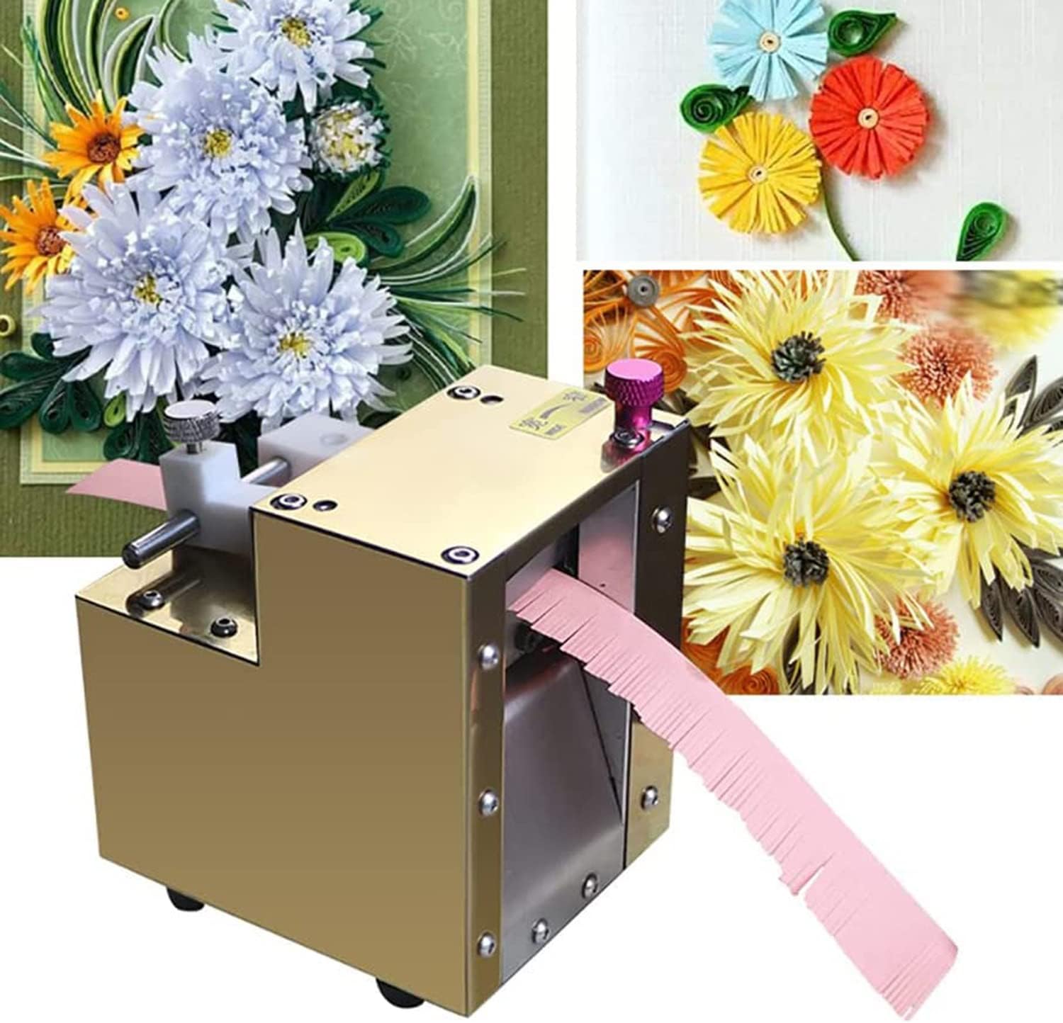 3D Colorful Paper Fringed Flower Roll Paper,Electric Rechargeable Paper Quilling Machine,Paper Art Tassel Paper-Rolling Machine,for Tassels Flowers Roll Making Paper Cutting DIY Tool