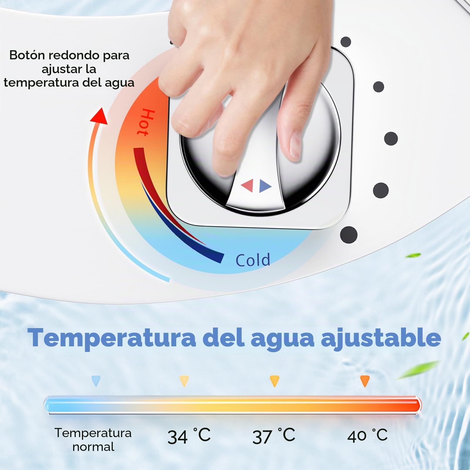 Bidet para WC, Potuem Accesorio No Eléctrico para Bidé con Boquillas Dobles Retráctiles, Presión de Agua Ajustable, Agua Fría y Caliente Bidet Attachment