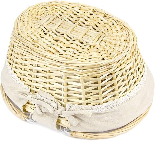 Miniatura 7 de Cesta de mimbre, cesta de picnic tejida para regalos vacía, cesta de almacenamiento grande de sauce ovalada con asas dobles para campamento, al aire